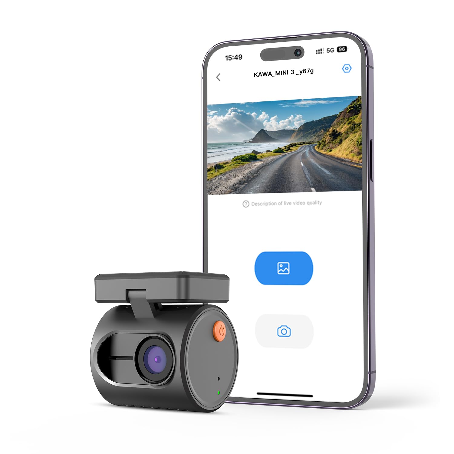 Compacte Dashcam Voiture, KAWA 1296P QHD Mini Caméra De Voiture - WDR/3D DNR avec Super Vision Nocturne, Surveillance De Stationnement 24H Et Capteur G, Nouvelle Dashcam Voiture 2025, Mini 3