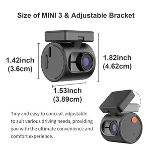 Compacte Dashcam Voiture, KAWA 1296P QHD Mini Caméra De Voiture - WDR/3D DNR avec Super Vision Nocturne, Surveillance De Stationnement 24H Et Capteur G, Nouvelle Dashcam Voiture 2025, Mini 3